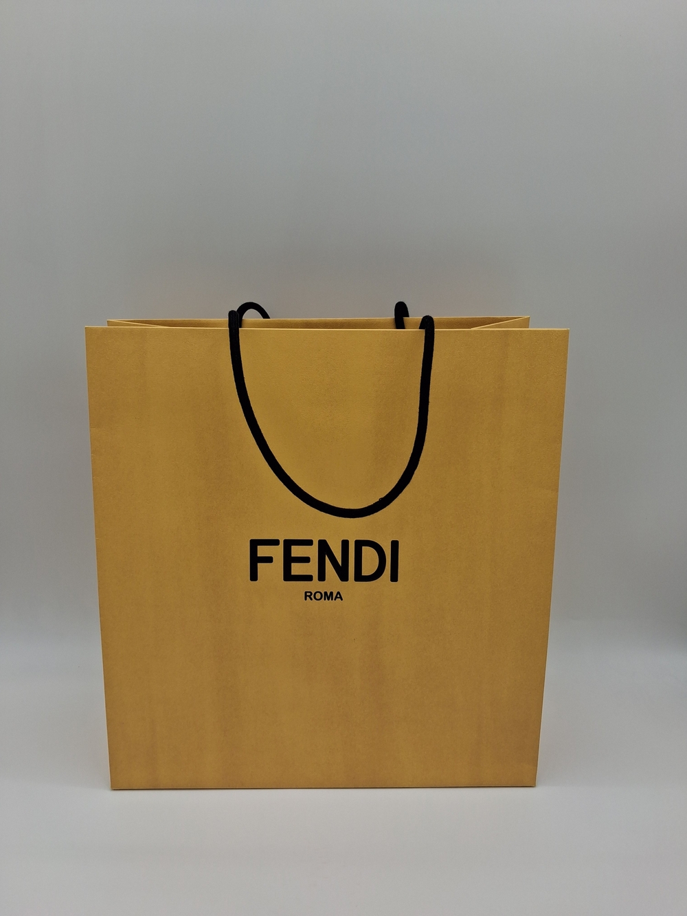 FENDI ROMA Yellow Black Logo Luxury Shopping Gift Bag Designer Packaging
